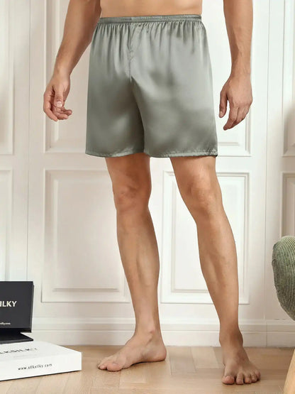 100% Mulberry Silk Men's Lounge Shorts Sleep Bottoms