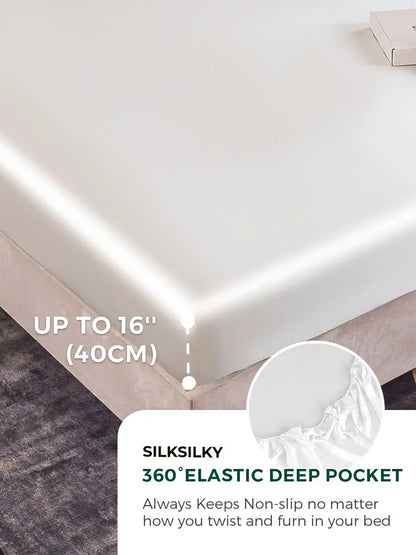 22Momme 3Pcs Silk Set Fitted Sheet+2x Pillowcases