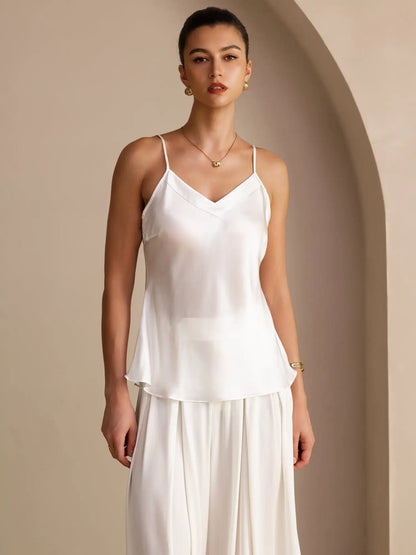 100% Mulberry Silk Women''s Adjustable Spaghetti Strap V Neck Camisole Top