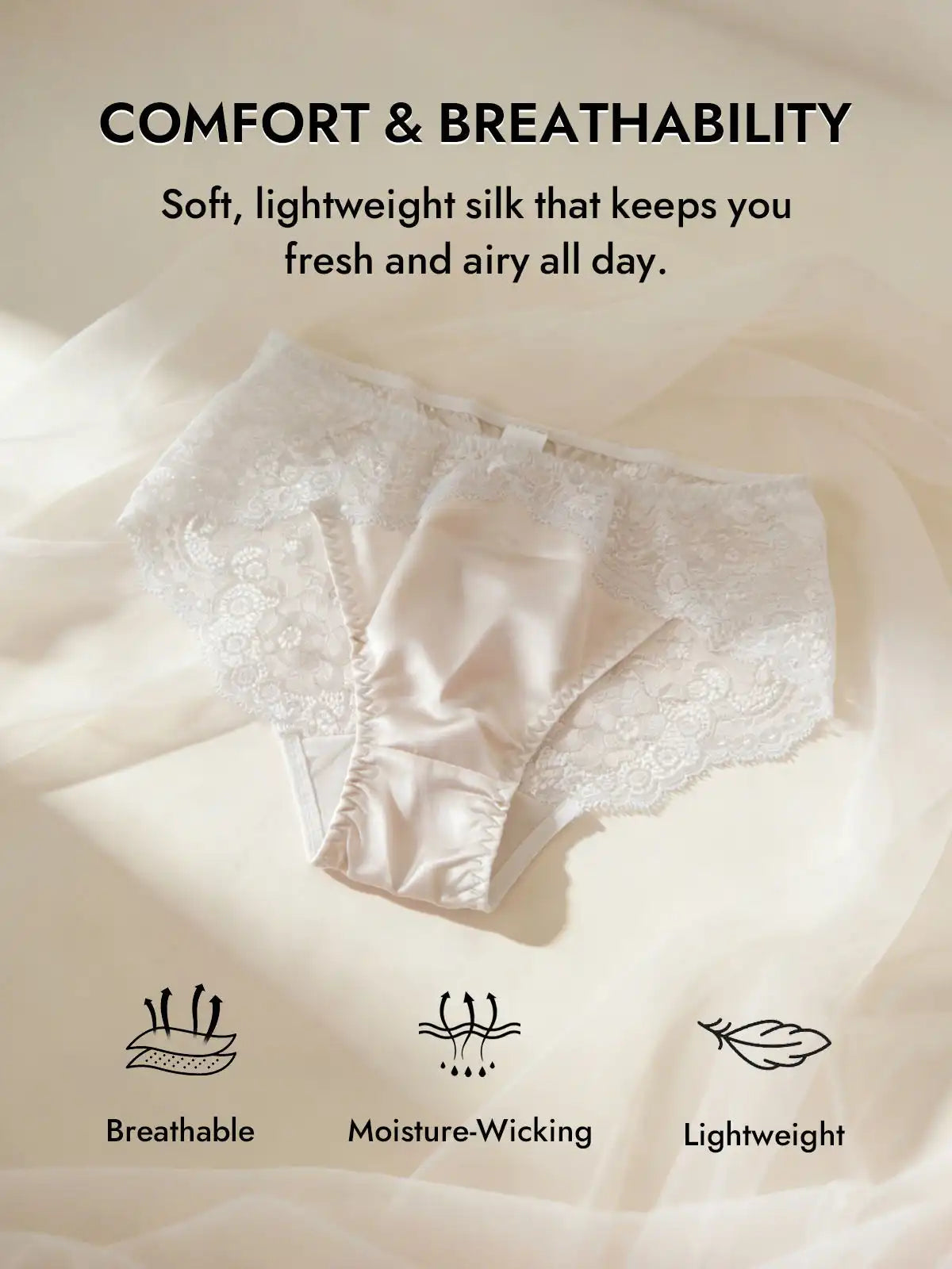100% Mulberry Silk Sexy Lace Panty