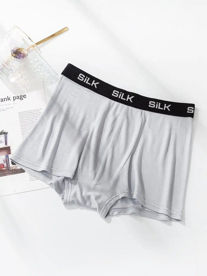 3Pcs Men‘s Ultra Soft Comfy 100% Mulberry Silk Boxer Underwear