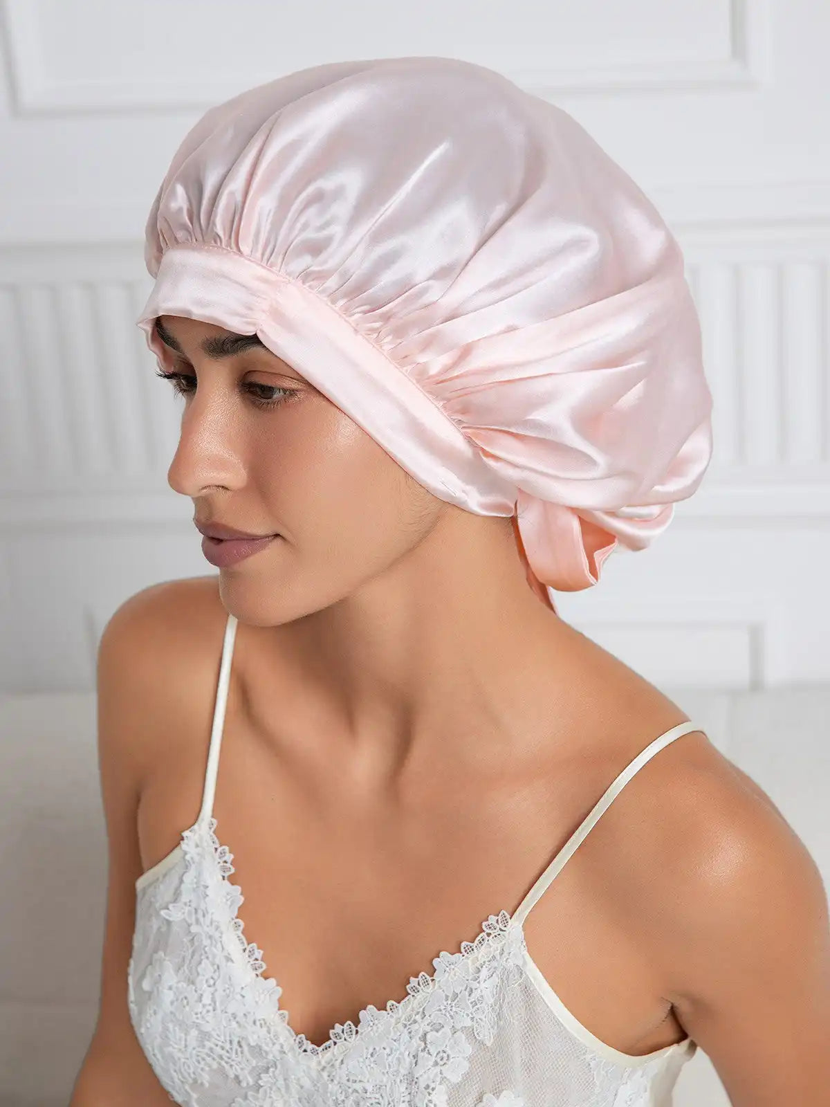 100% Mulberry Silk Elegant Bonnet with Long Ribbons