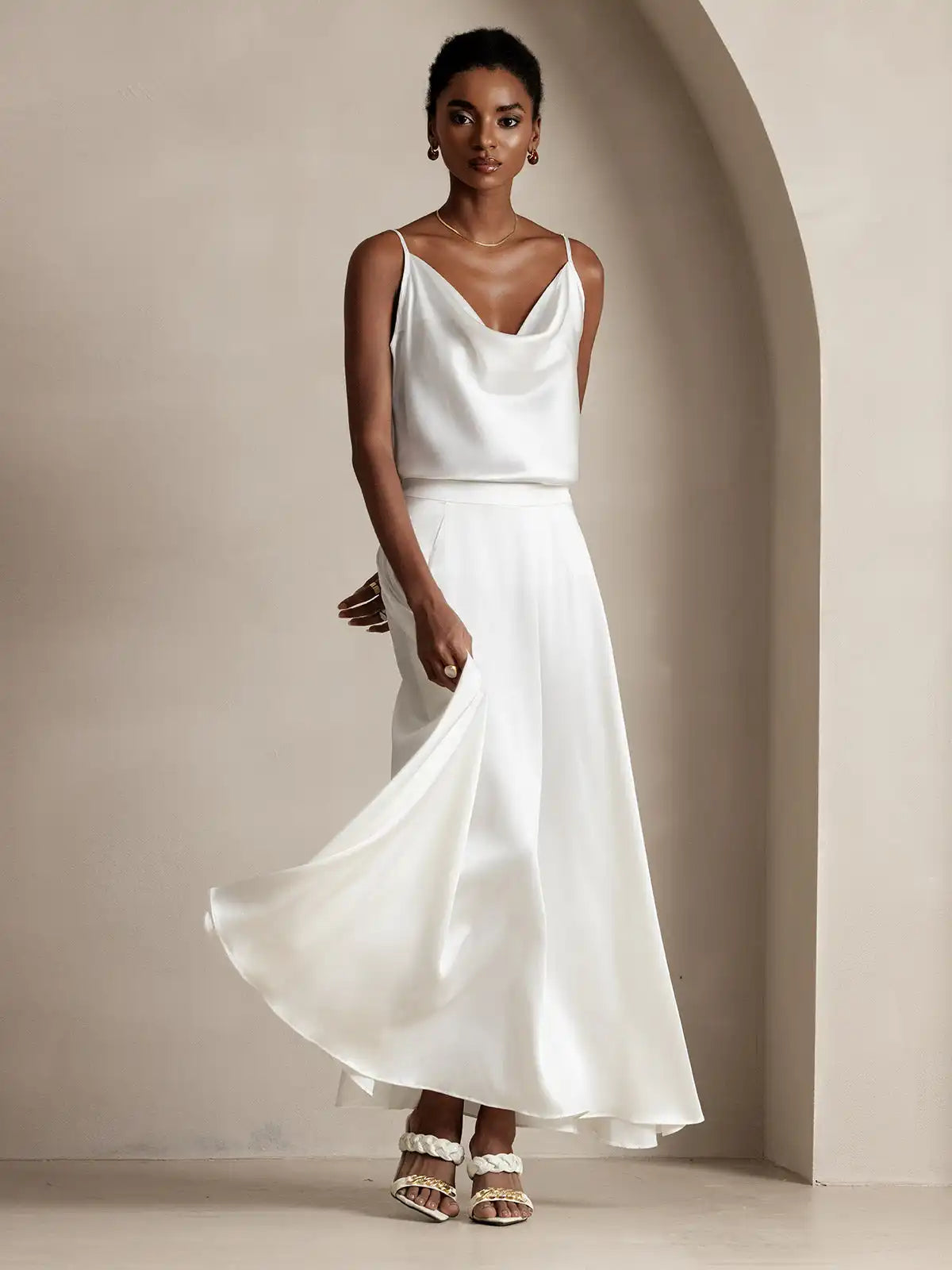 19Momme Silk A Line Maxi Skirt with Lining