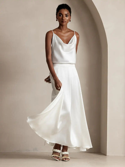 19Momme Silk A Line Maxi Skirt with Lining