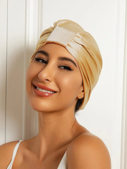 100% Mulberry Silk Sleep Cap Double Layer Night Turban Bonnet