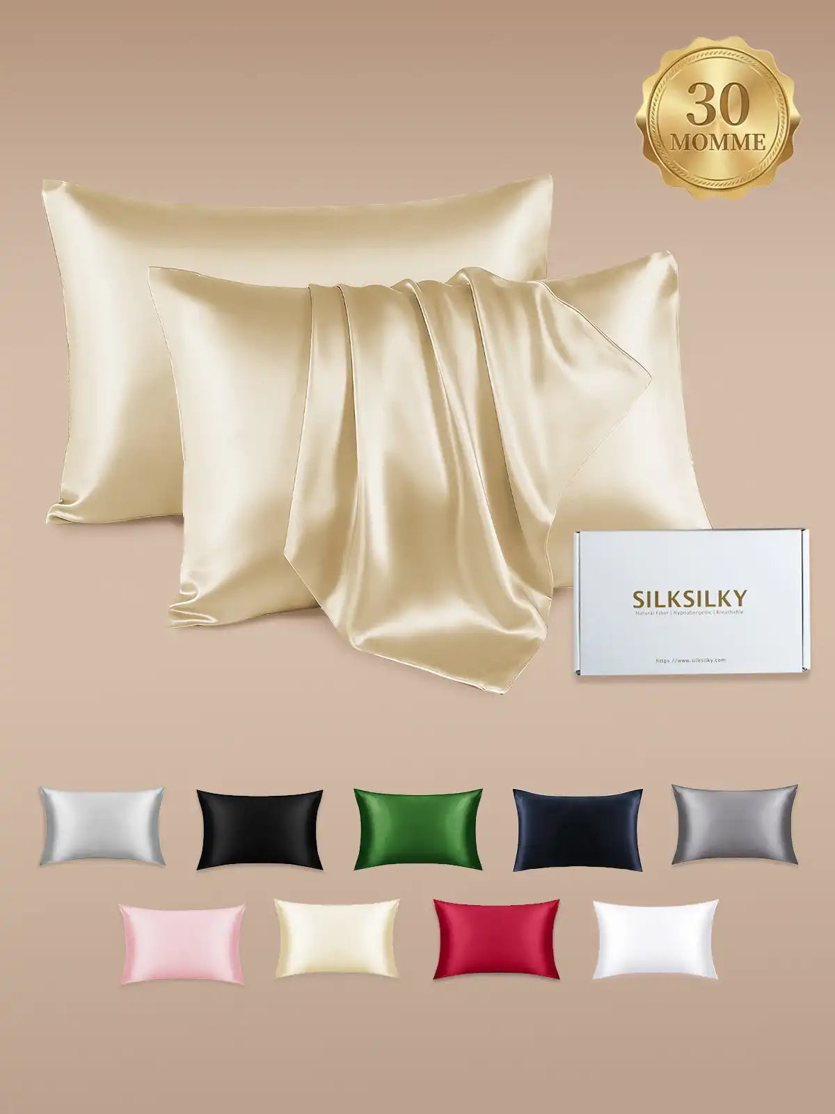 2Pcs 30Momme 100% Silk Pillowcases Bundle- Hidden Zipper