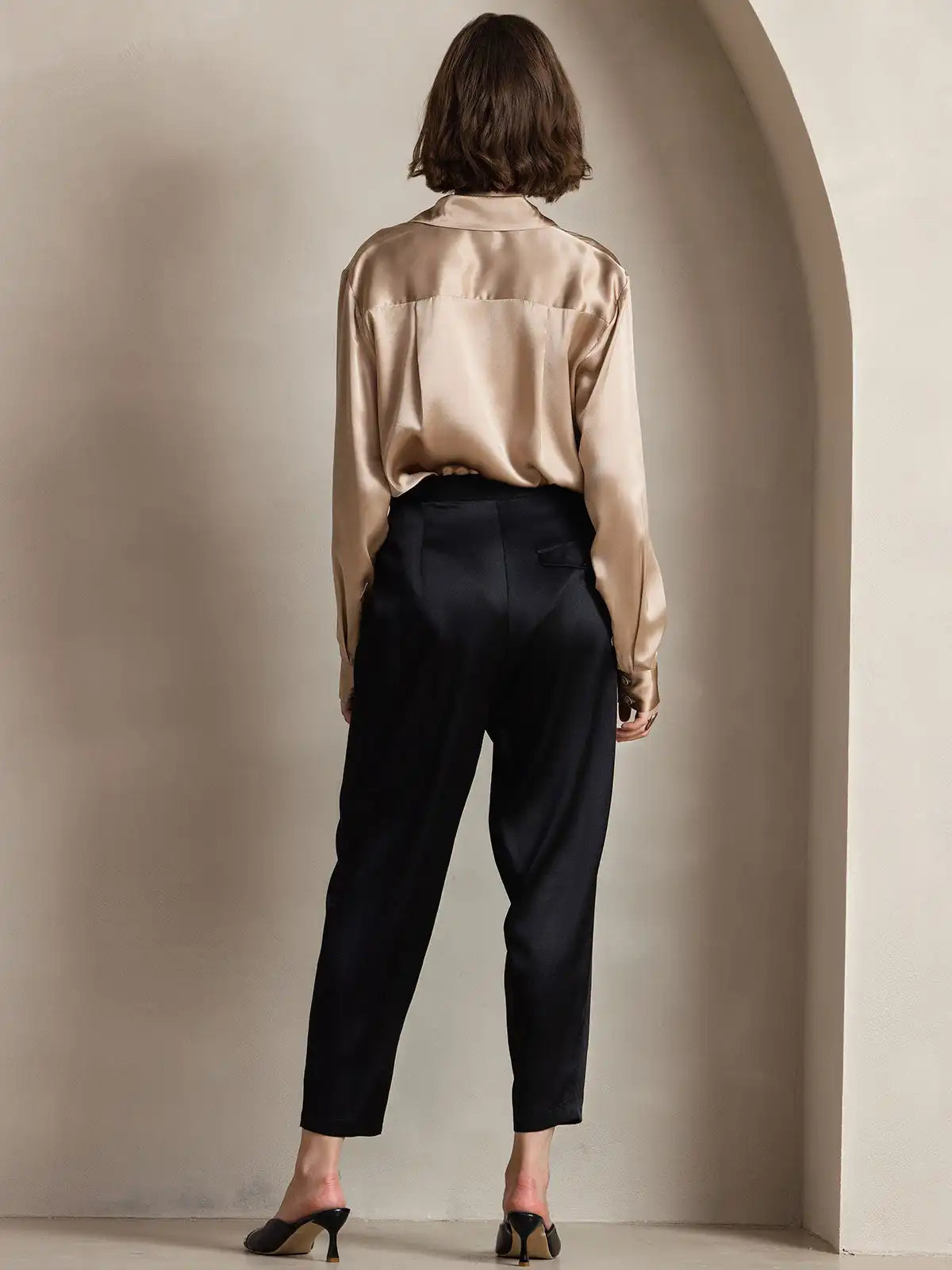 19Momme Silk Long Sleeve Lapel Collar Women's Shirt
