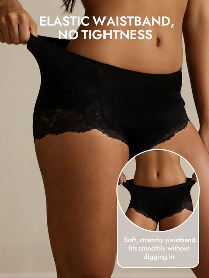 100% Mulberry Silk High Rise Knickers Lace Trim Panty
