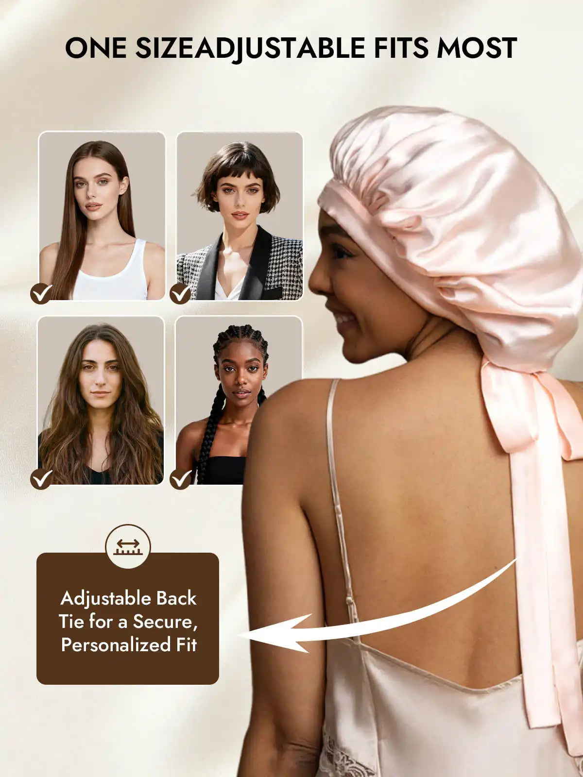 100% Mulberry Silk Elegant Bonnet with Long Ribbons