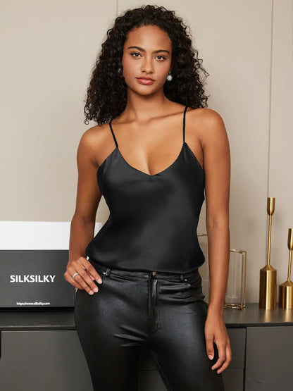 100% Mulberry Silk Spaghetti Strap Basic Camisole Top