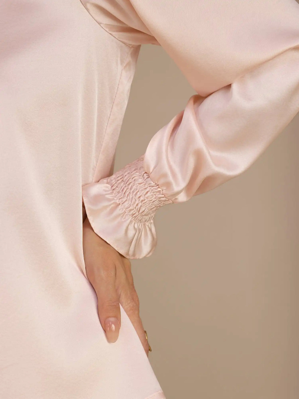 19Momme Silk Women’s Split Neck Long Sleeve Blouse