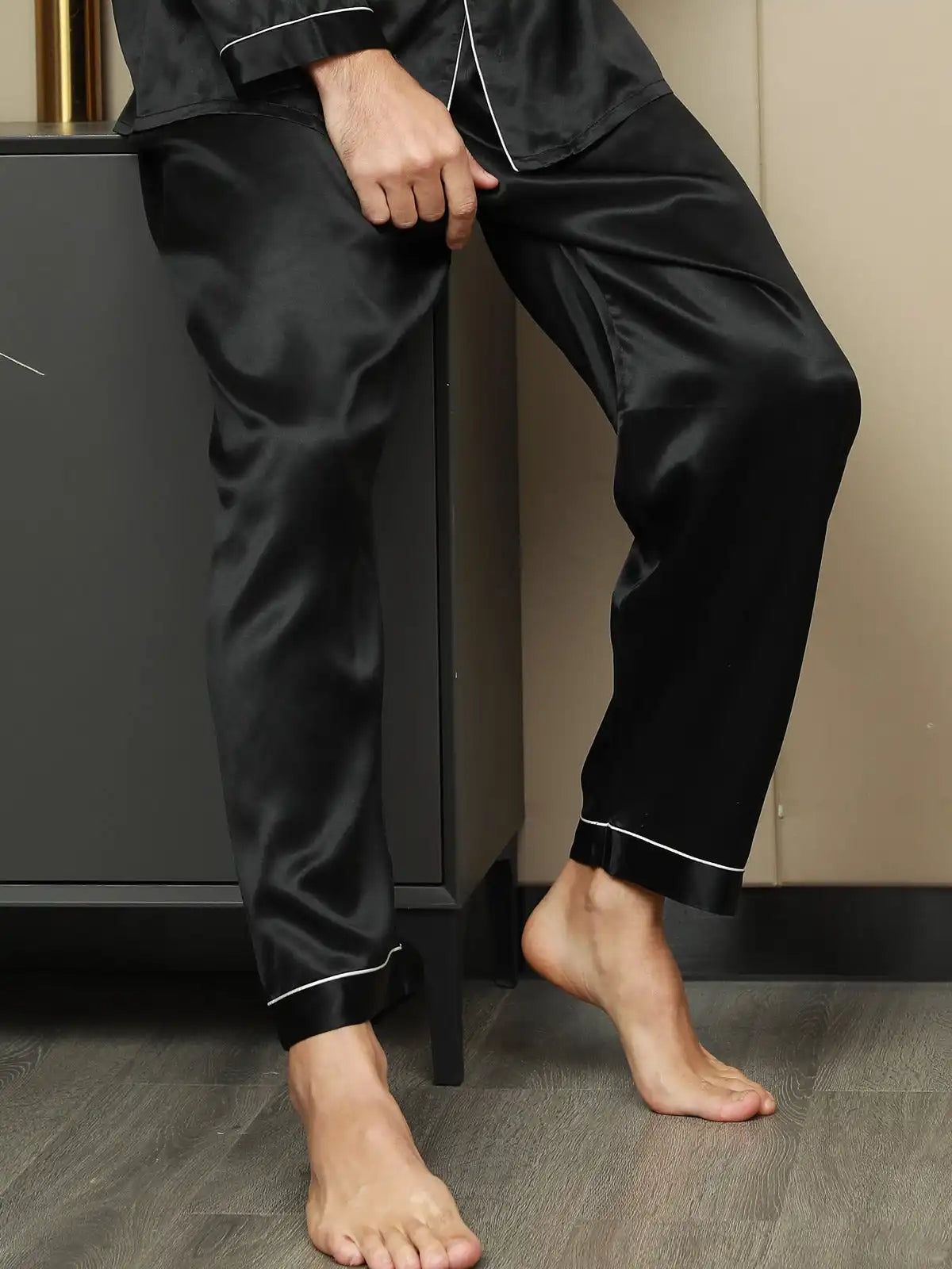 100% Mulberry Silk Men's Pajama Pants With Elastic Waist