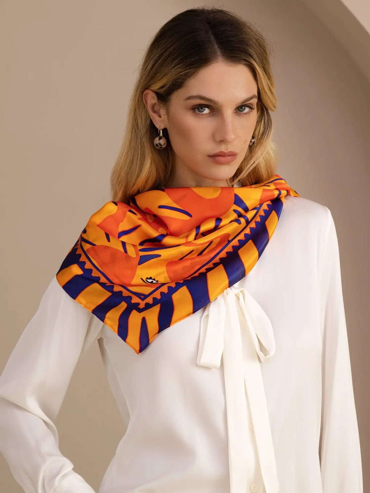 100% Mulberry Silk Dog Pattern Scarf - Size 90x90cm