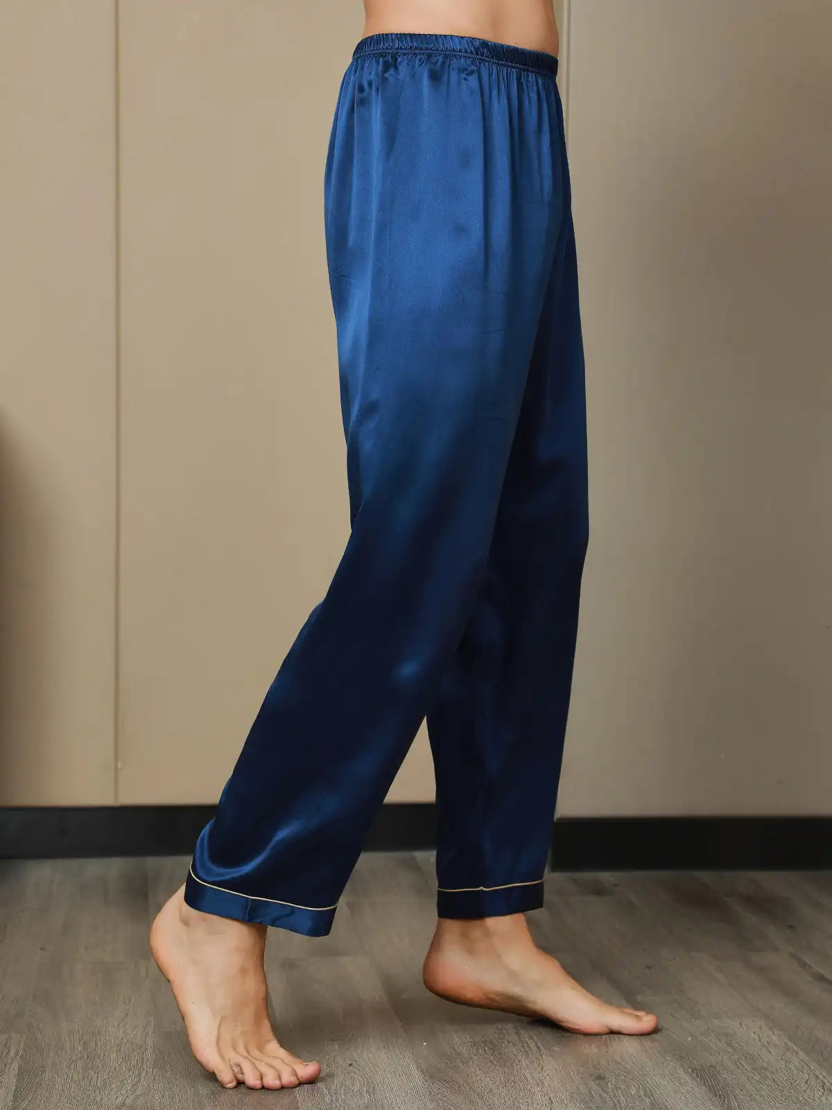 100% Mulberry Silk Men's Pajama Pants With Elastic Waist