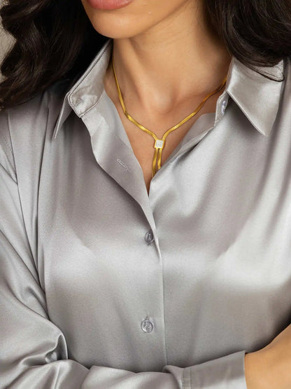 Women’s 19 Momme Silk Long Sleeves Button-Up Shirt
