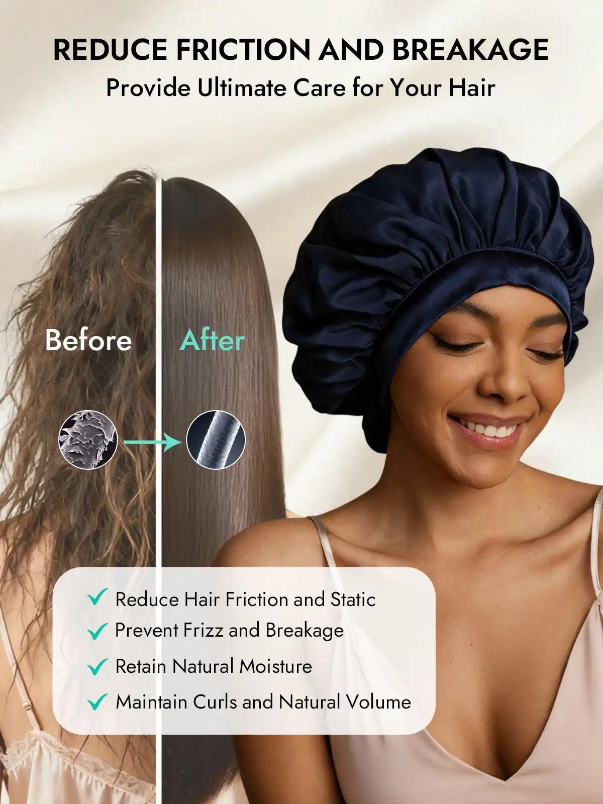 100% Mulberry Silk Elegant Bonnet with Long Ribbons