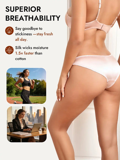 100% Mulberry Silk Briefs Comfy Breathable Panty