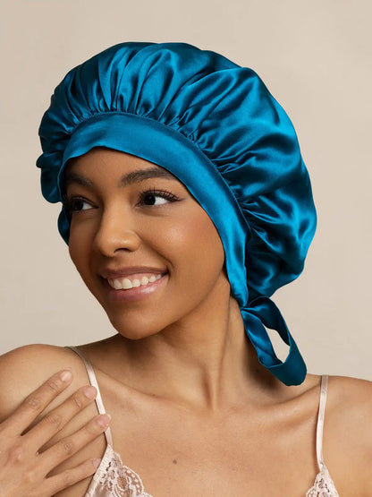 100% Mulberry Silk Elegant Bonnet with Long Ribbons