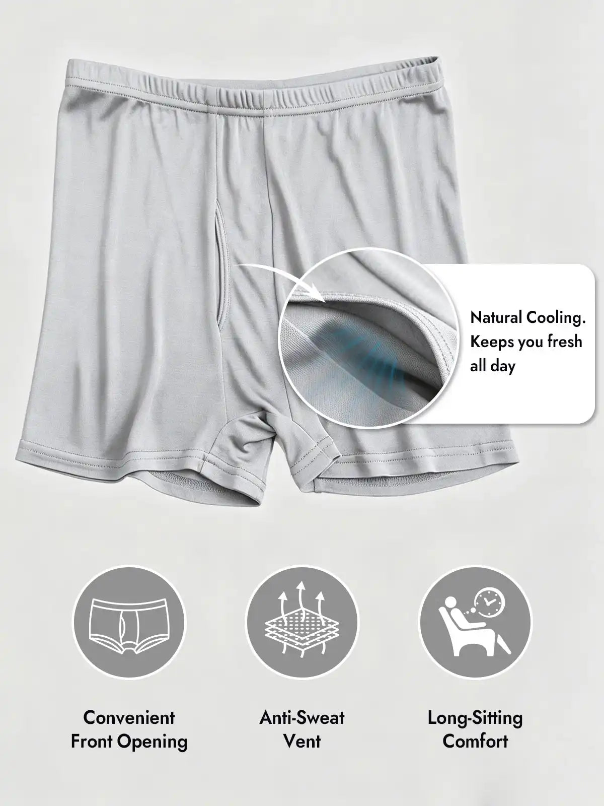 100% Mulberry Silk Mens Underwear with Front Opening