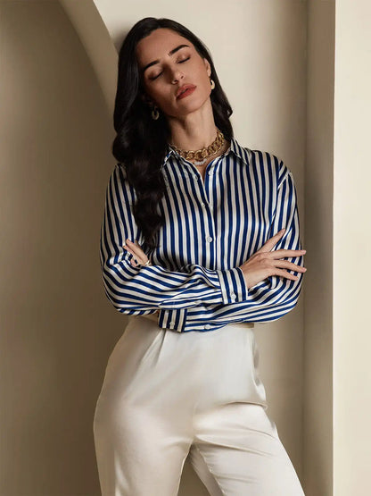 Women’s 19 Momme Silk Long Sleeves Button-Up Shirt