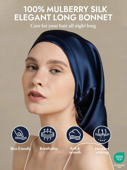 100% Mulberry Silk Elegant Bonnet for Long Hair