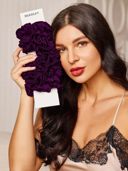10Pcs Bundle 100% Mulberry Silk Classic Hair Scrunchies - 2cm
