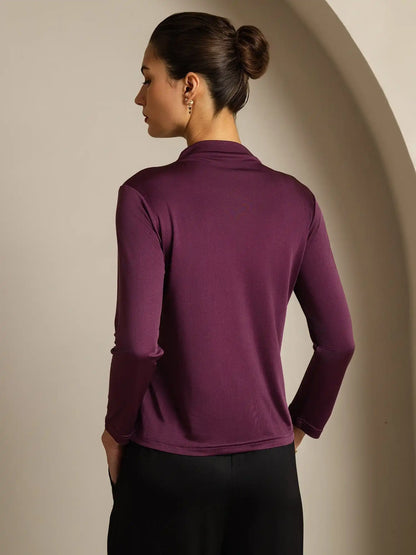 Women's 100% Mulberry Silk Long Sleeve Mock Top