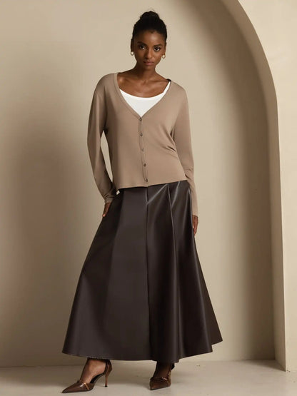 Clearance - 100% Mulberry Silk Women's V-Neck Long Sleeve Basic Cardigan