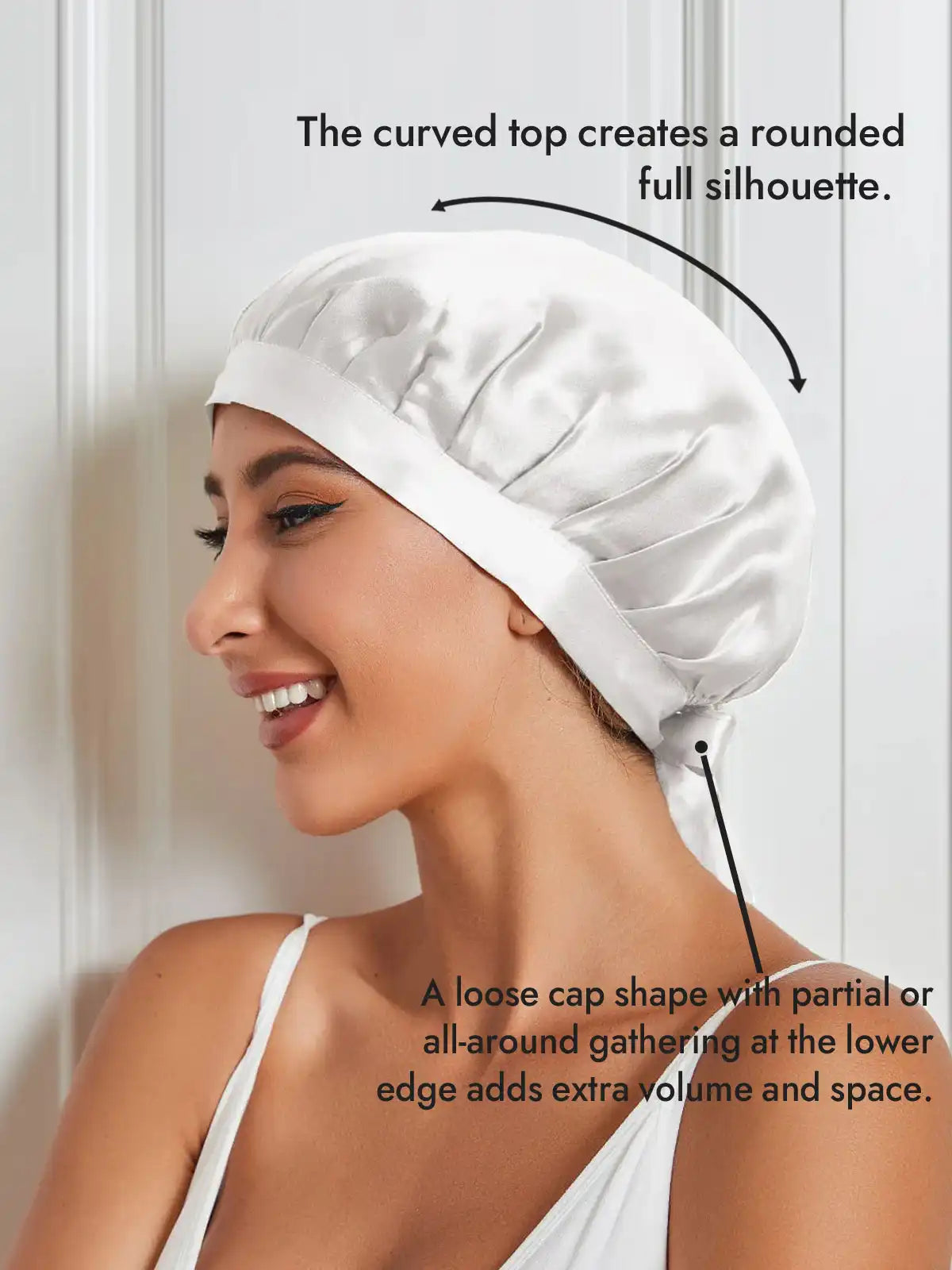 100% Mulberry Silk Sleep Bonnet with Ribbons