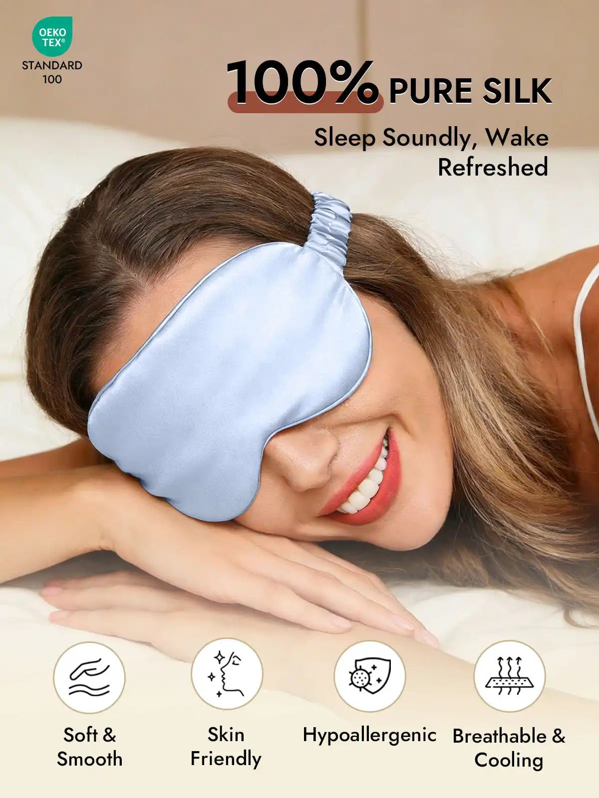 100% Mulberry Silk Sleep Eye Mask with Elastic Band