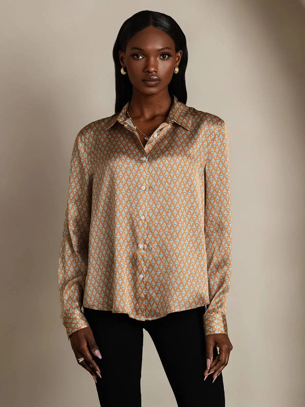 Women’s 19 Momme Silk Long Sleeves Button-Up Shirt