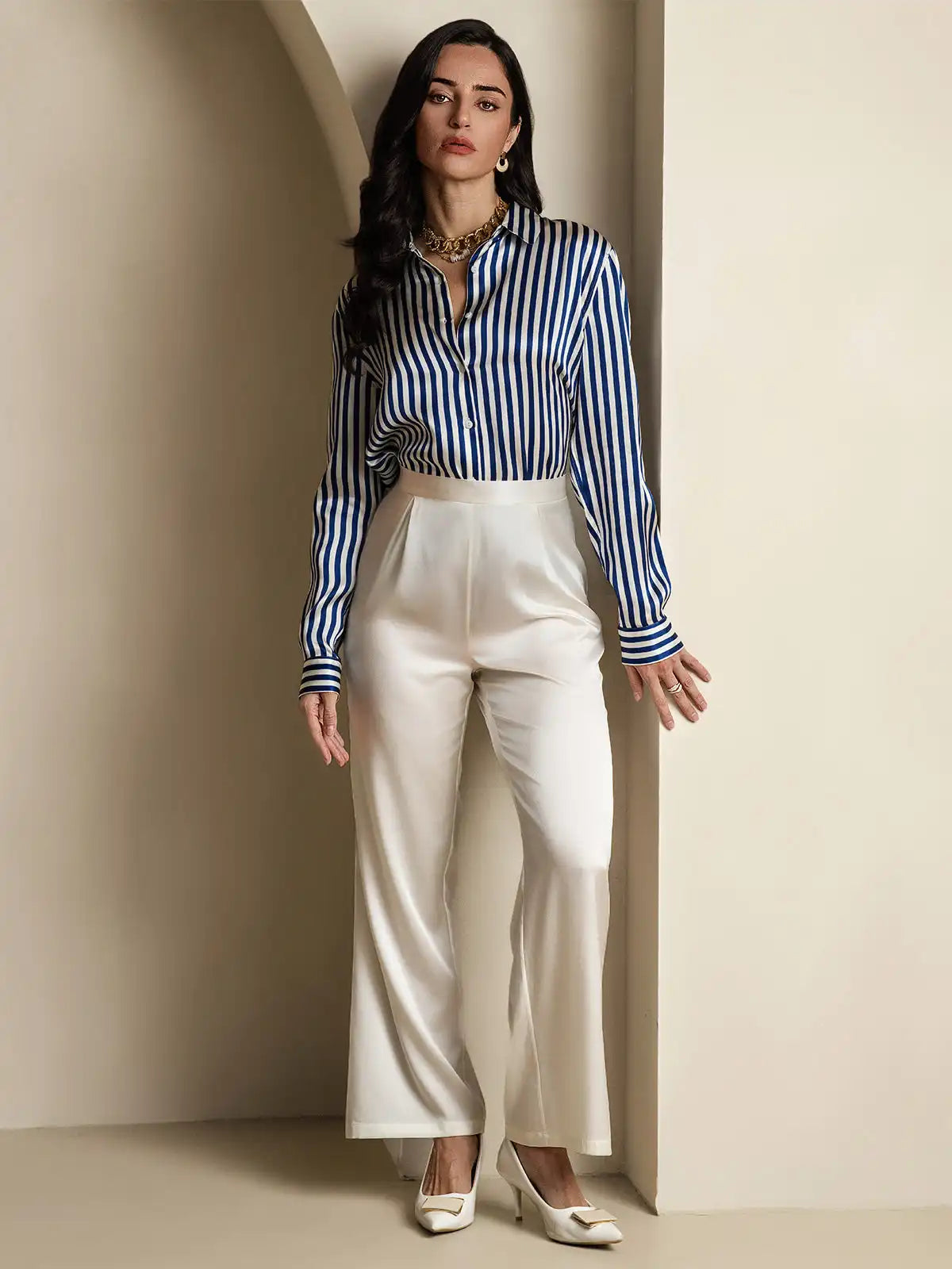 Women’s 19 Momme Silk Long Sleeves Button-Up Shirt