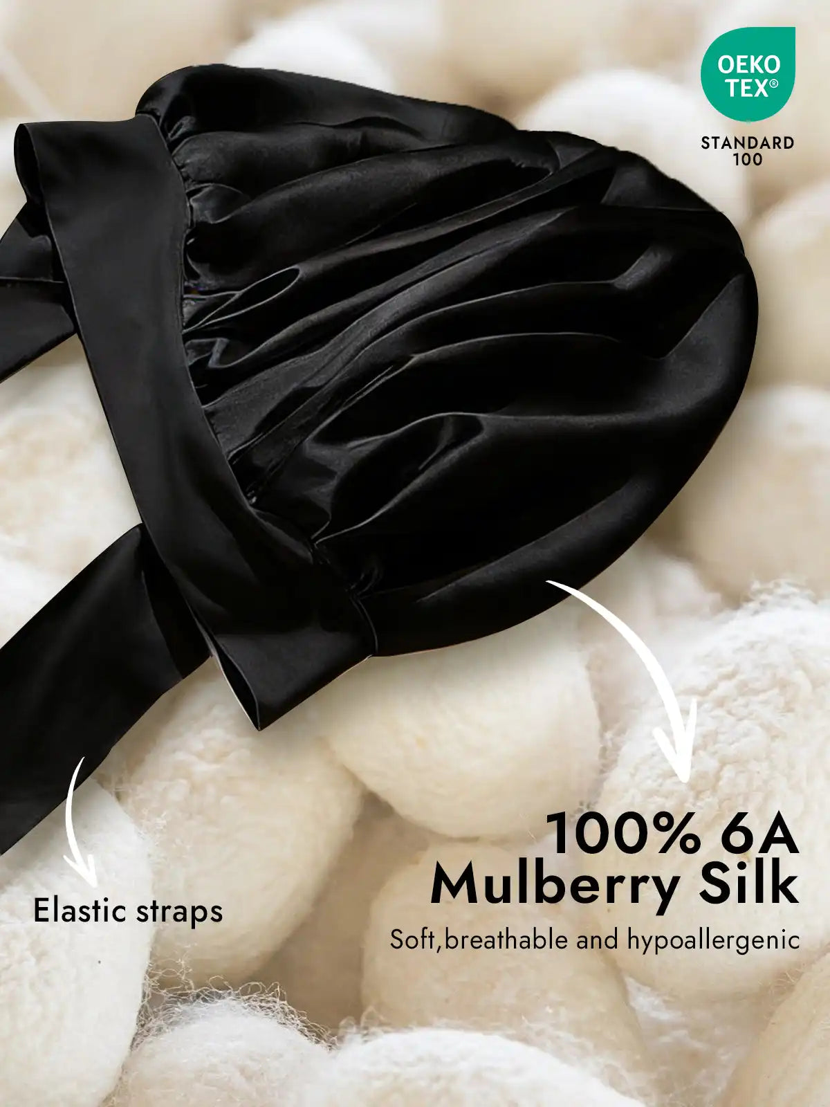 100% Mulberry Silk Bonnet Bowknot Tie Sleep Cap for Hair Protection