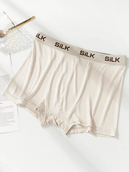 3Pcs Men‘s Ultra Soft Comfy 100% Mulberry Silk Boxer Underwear