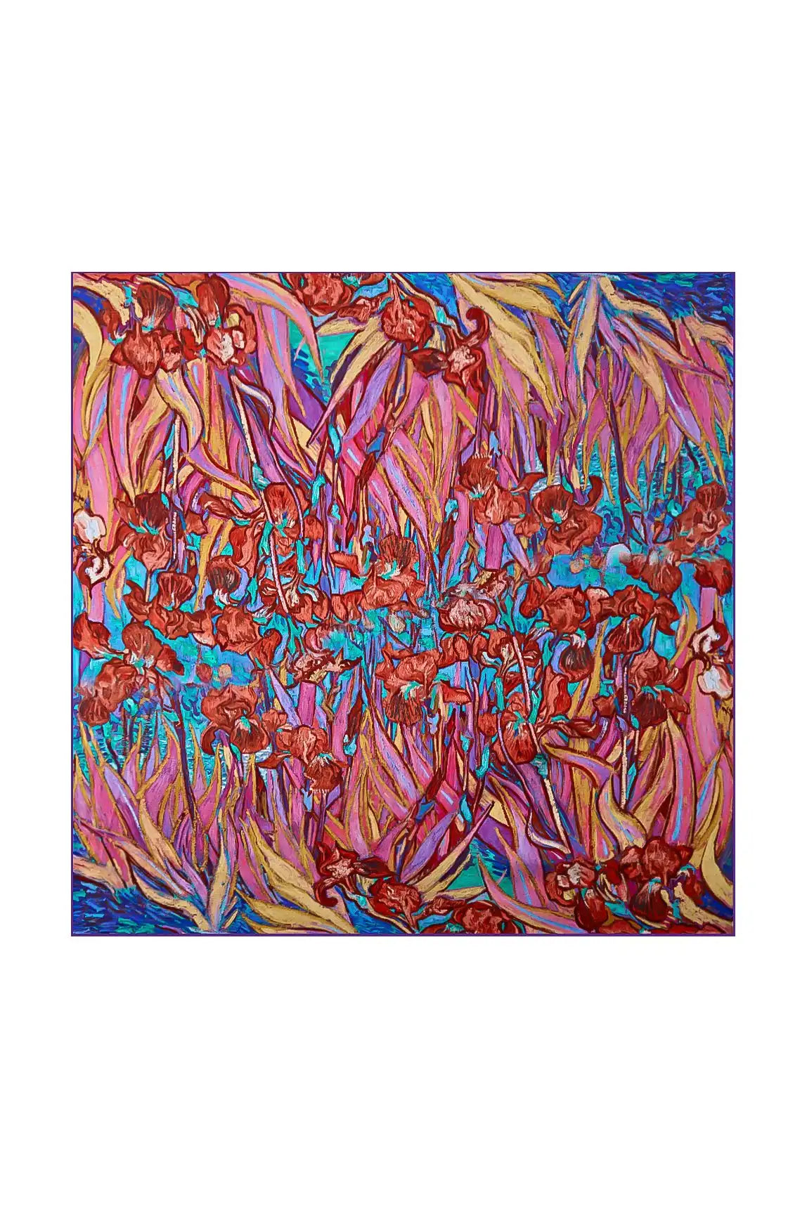 100% Mulberry Silk Floral Pattern  Square Scarf - Size 53x53cm