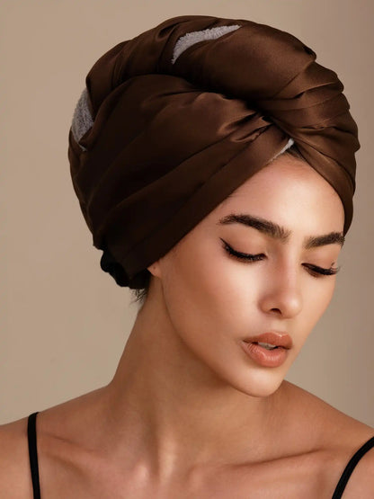 100% Mulberry Silk Double-Sided Hair Towel Wrap – Quick Dry, Frizz Free & Gentle on Hair