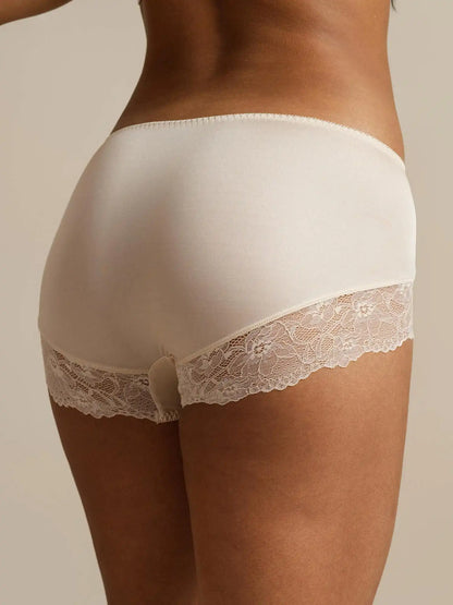 100% Mulberry Silk High Rise Knickers Lace Trim Panty