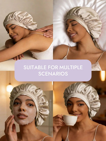 100% Mulberry Silk Elegant Bonnet with Long Ribbons