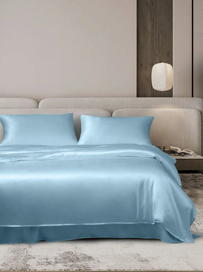 19Momme 4Pcs Silk Set Duvet Cover+Flat Sheet+2x Pillowcases