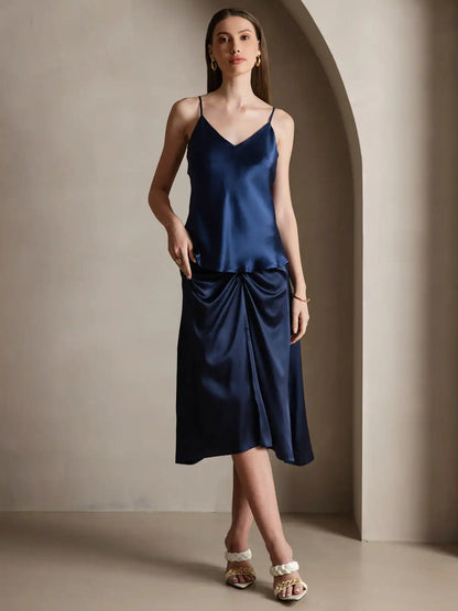100% Mulberry Silk Spaghetti Strap V Neck Camisole Top