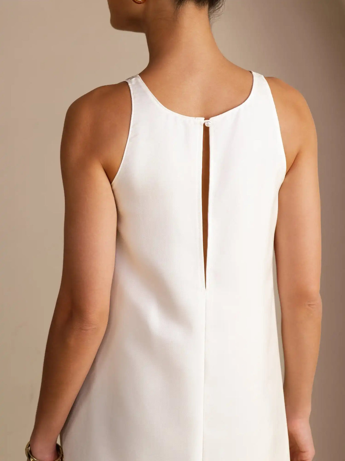 100% Mulberry Silk Crew Neck  Sleeveless Self-Tie Midi Dress
