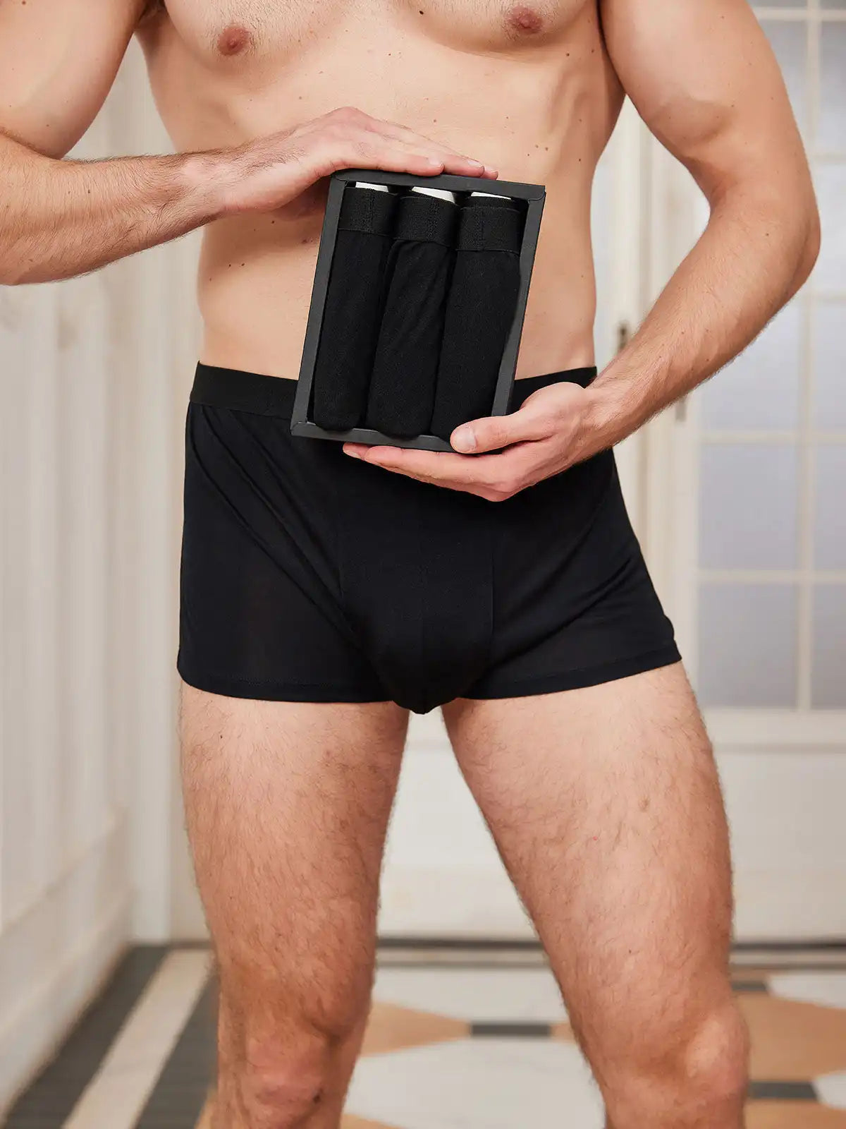 3Pcs Mens 100% Mulberry Silk Boxer Briefs Underwear