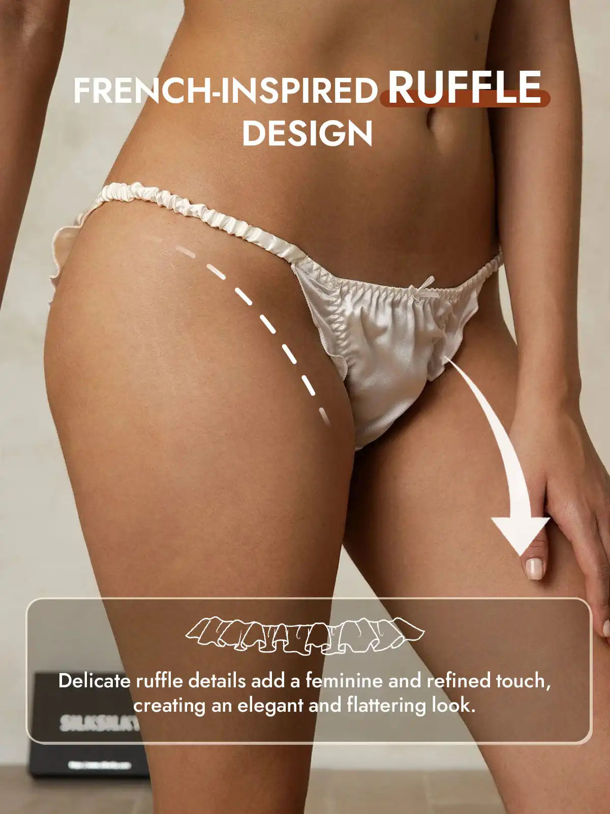 100% Mulberry Silk Ruffle Trim String Panty