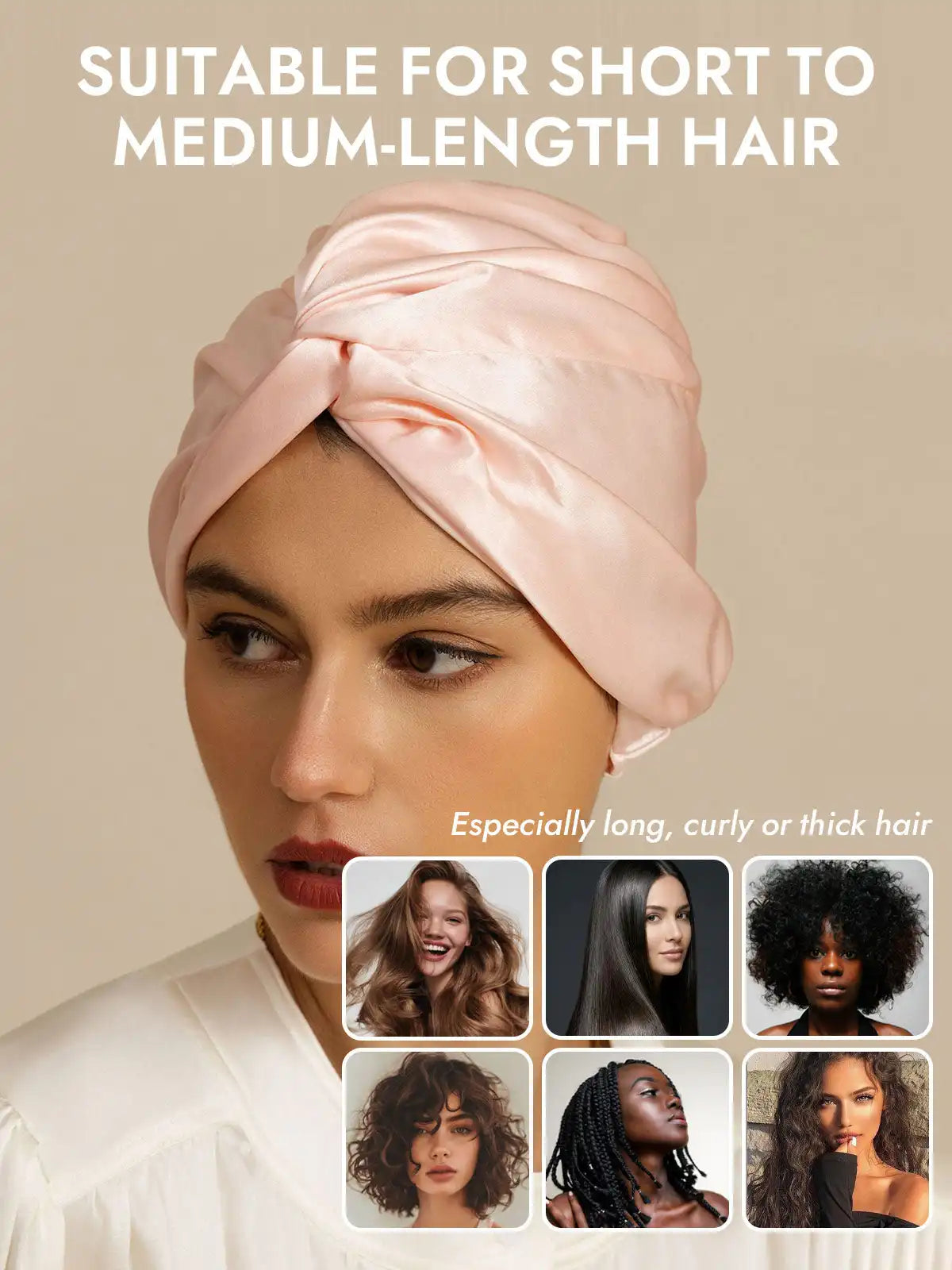 22Momme 100% Mulberry Silk Knot-Front Hair Bonnet with Adjustable Button Design