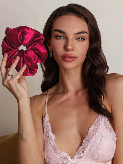 100% Mulberry Silk Soft Oversized Hair Scrunchie - 8cm
