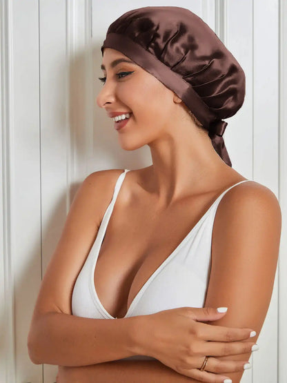 100% Mulberry Silk Sleep Bonnet with Ribbons