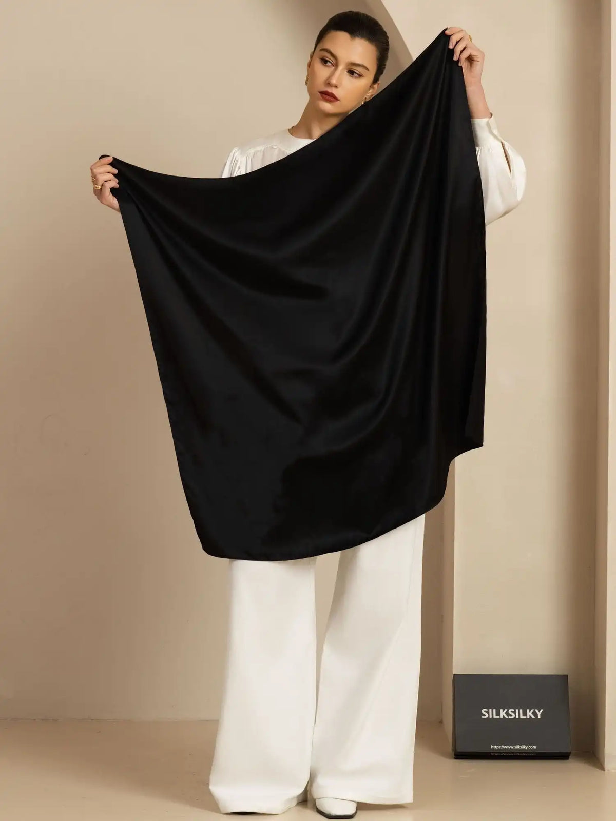 100% Mulberry Silk Classic  Elegant Square Scarf - Size 90x90cm