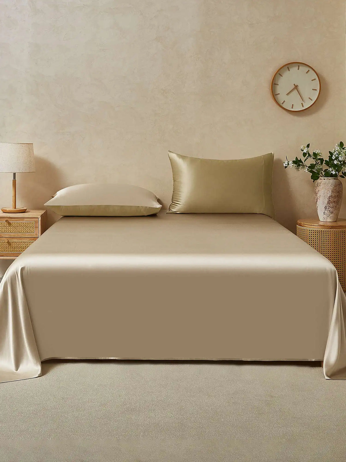 22Momme 3Pcs Silk Set Flat Sheet+2x Pillowcases