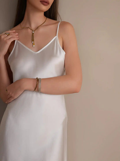 100% Mulberry Silk Spaghetti Strap Short Dress