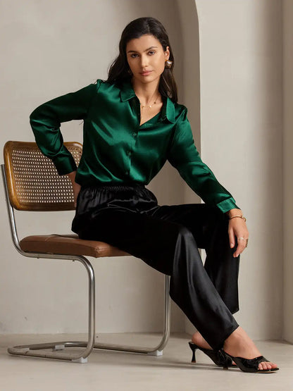 Women’s 19 Momme Silk Long Sleeves Button-Up Shirt